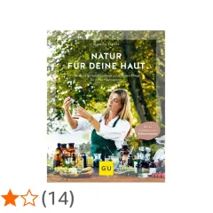 Buchcover "Natur für deine Haut" mit Frau, die Wirkstoffkosmetik herstellt. Enthält 42 Rezepte zum Selbermachen.