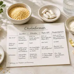 Cholinformen-Tabelle zeigt die Wirkung von Phosphatidylcholin als Baustein von Zellmembranen.