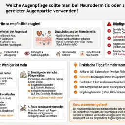 Bei Neurodermitis die Augenpartie sanft pflegen: Weniger ist mehr. Parfumfreie Produkte mit Feuchtigkeit und Fett stärken die Hautbarriere.