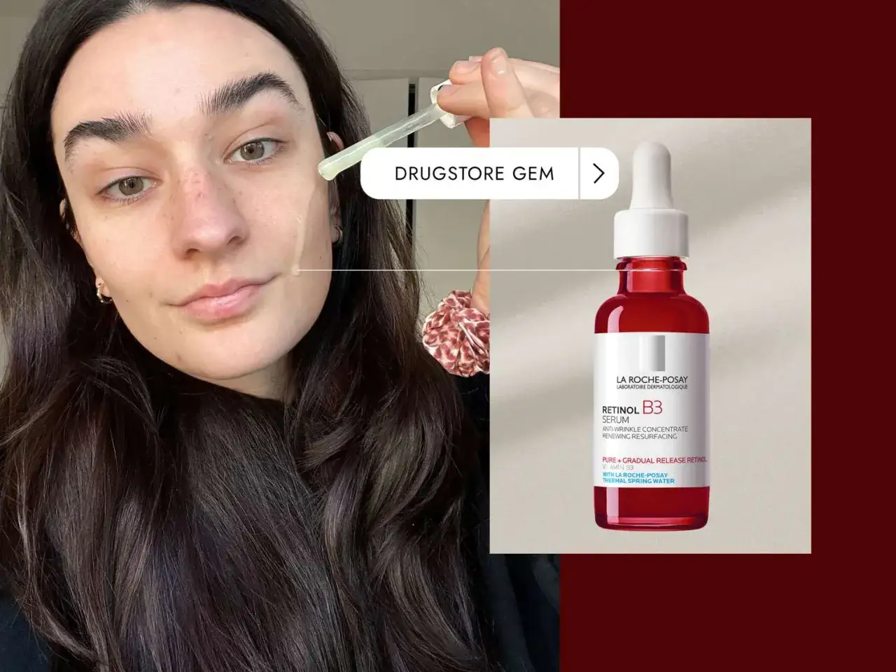 Frau trägt Serum auf. La Roche-Posay Retinol B3 Serum: Wie viel Prozent Retinol ist drin? Ein