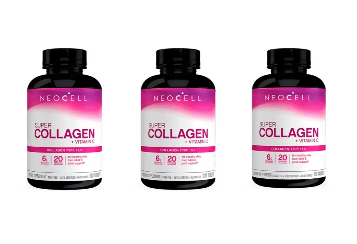 Drei Flaschen Neocell Super Kollagen + Vitamin C, für gesunde Haut, Haare, Nägel und Gelenke.